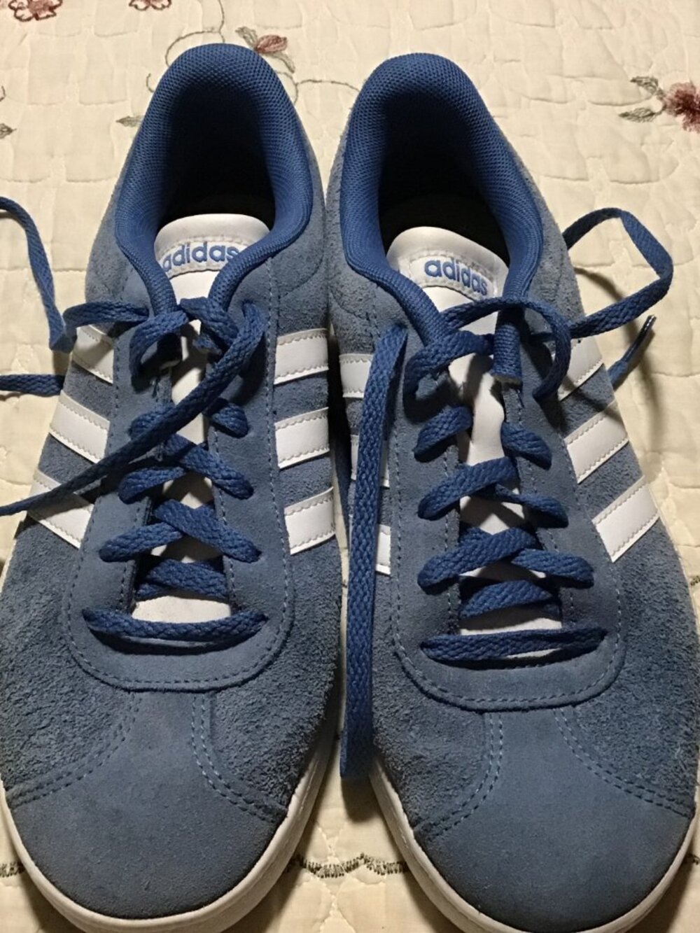 Adidas VL Court Low top Sneakers in Blue Suede w/ 3 White Stripes; Youth Size 5M